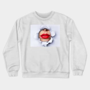 Red Lips Ripped Crewneck Sweatshirt